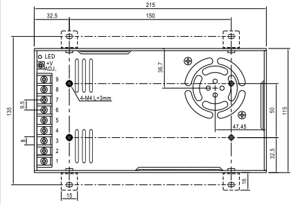 MEAN WELL mounting brackets shown in power supply data sheet