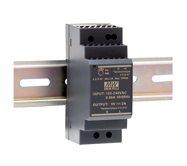 MEAN WELL HDR Series Stepped Front DIN Rail Power Supply