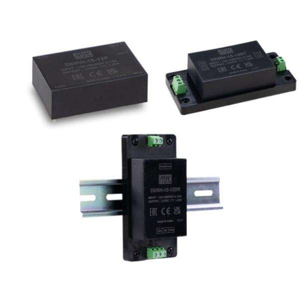 MEAN WELL DDRH-15 15-Watt DC converter with ultra-wide input voltage range
