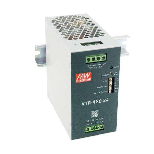 MEAN WELL XTR-480 480-WATT ultra-slim DIN Rail 3-phase power supply